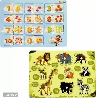 Todfod Wooden Jigsaw Puzzles ABCD 4 in 1  Fruit Characters For Kids 1 Pieces