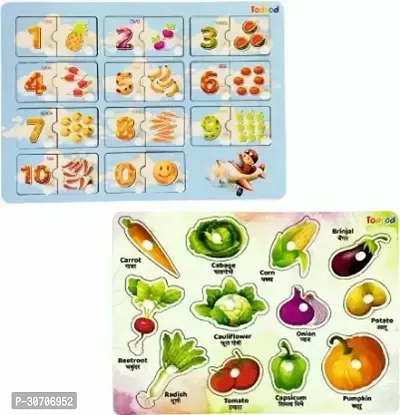 Todfod Wooden Jigsaw Puzzles ABCD 4 in 1  Vegetable Characters For Kids 1 Pieces