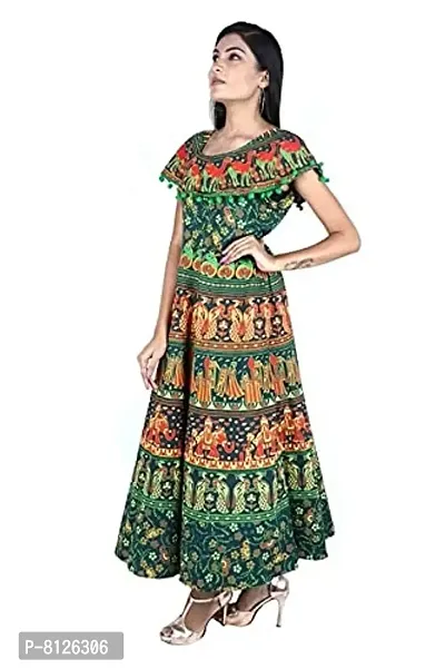 Outerwear Ayam Exports Women Attractive Design Naptol Print Pumfum Attached Frock- Length 50inch