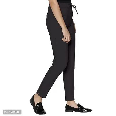 Outer Wear Women Attractive Design Stretchable Cotton Elasticated Back Belt Front Tieup Drawstring Slim Fit Pant - Length - 37-thumb0