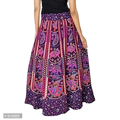 Outer Wear Women's Traditional and Stylish Cotton Jaipuri Printed Wraparound Skirt (MJBW00427_Free Size, Purple, Free Size)-thumb3