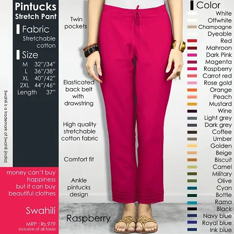 Stylish Cotton Lycra Pink Solid Ethnic Pant