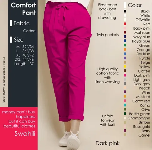 Stylish Cotton Pink Solid Ethnic Pant