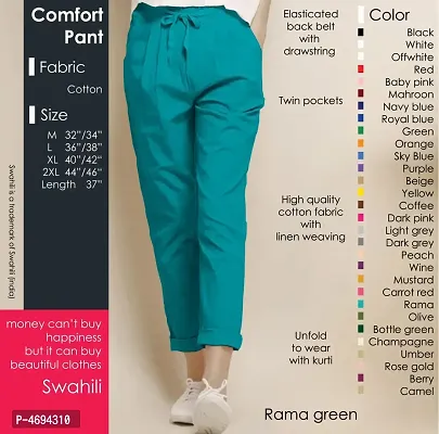 Stylish Cotton Turquoise Solid Ethnic Pant For Women-thumb0