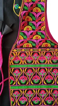 Nandi Men's Cotton Embroidered Jacket (Black,Medium)-thumb1