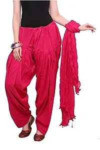 OUTERWEAR Fashion Women's Cotton Patiala and Dupatta Combo (OW0291-6, Pink, Free Size)-thumb1