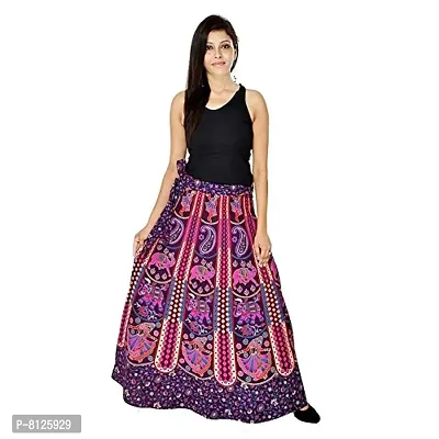 Outer Wear Women's Traditional and Stylish Cotton Jaipuri Printed Wraparound Skirt (MJBW00427_Free Size, Purple, Free Size)-thumb2