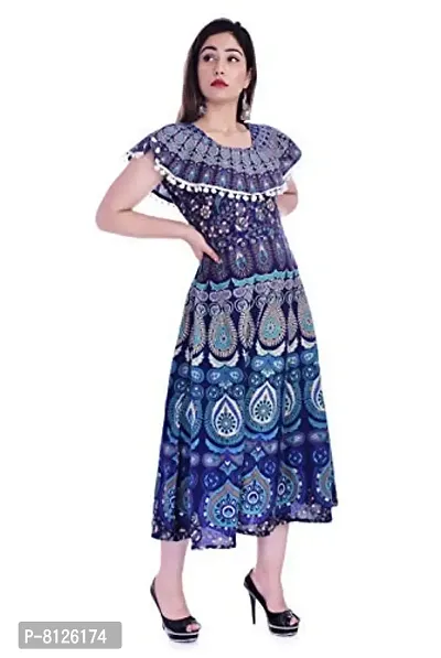 Outer Wear Women's Cotton Blend A-Line Kurti (multicolurjaipuri_frock_01_Multicolour_X-Large)-thumb4
