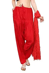 Outerwear Fashion Women's Cotton Patiala and Dupptta -Red-thumb1