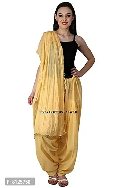 Outerwear Fashion Women's Cotton Patiala and Dupptta-Light Beige