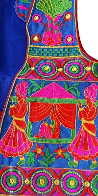 Nandi Unisex Cotton Gujarati Special Embroidered Koti Traditional Embroidery Sleeveless Jacket (Blue, 38)-thumb1