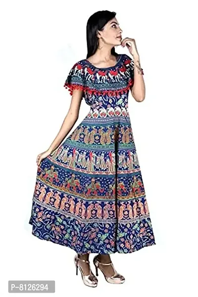 Outerwear Ayam Exports Women Attractive Design Naptol Print Pumfum Attached Frock- Length 50inch