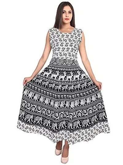 Stylish Cotton Printed Ethnic Gown