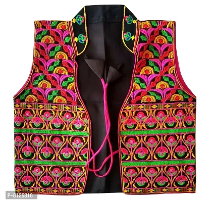 Nandi Men's Cotton Embroidered Jacket (Black,Medium)-thumb0