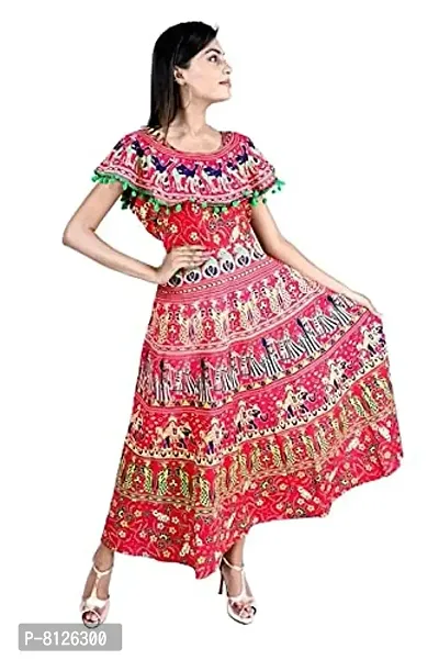 Outerwear Ayam Exports Women Attractive Design Naptol Print Pumfum Attached Frock- Length 50inch