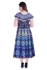 Outer Wear Women's Cotton Blend A-Line Kurti (multicolurjaipuri_frock_01_Multicolour_X-Large)-thumb1