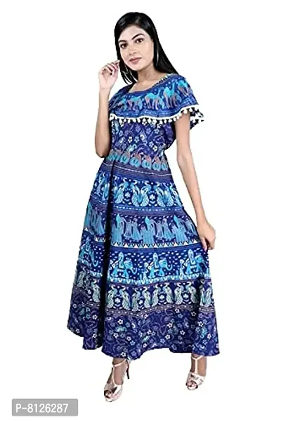 Outerwear Ayam Exports Women Attractive Design Naptol Print Pumfum Attached Frock- Length 50inch-thumb0