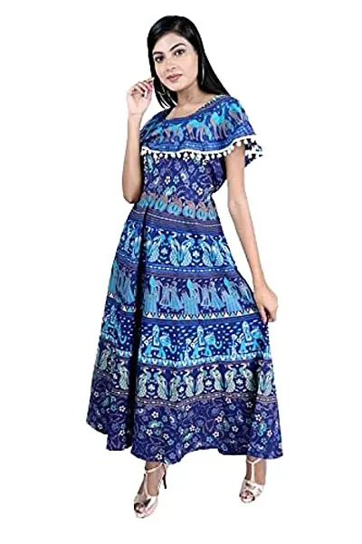 Outerwear Ayam Exports Women Attractive Design Naptol Print Pumfum Attached Frock- Length 50inch