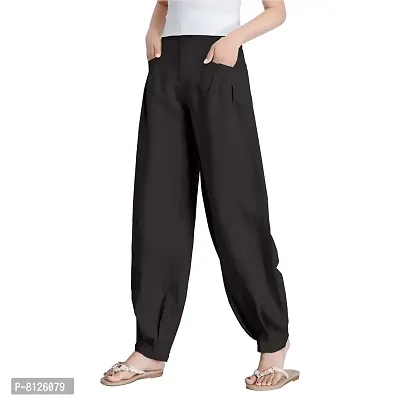 Outer Wear Women's Loose Fit Linen, Cotton Pants-thumb0