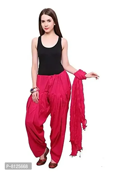 OUTERWEAR Fashion Women's Cotton Patiala and Dupatta Combo (OW0291-6, Pink, Free Size)-thumb0