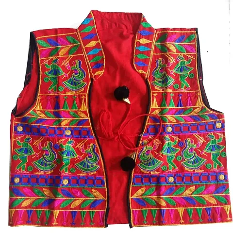 Outer Wear Girls Embroidered Gujarati Koti Jacket