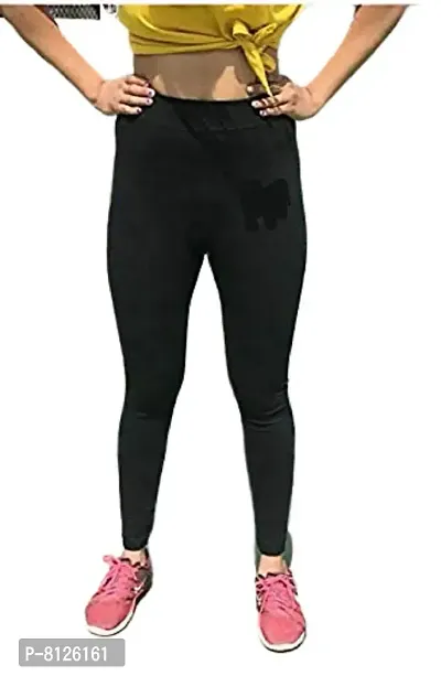 Outer Wear Soft Stretchable Jeggings for Women Black-thumb0
