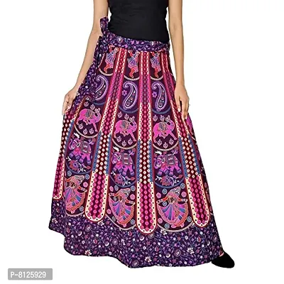 Outer Wear Women's Traditional and Stylish Cotton Jaipuri Printed Wraparound Skirt (MJBW00427_Free Size, Purple, Free Size)-thumb4