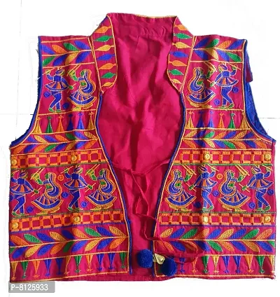 Outer Wear Girls Embroidered Gujarati Koti Jacket (AYJ001_Pink_Free Size)