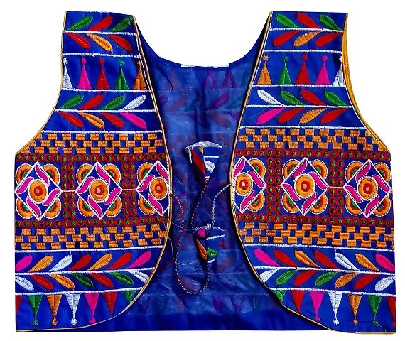 Nandi Women's Embroidered Regular Jacket (KS28BL_Blue_38)