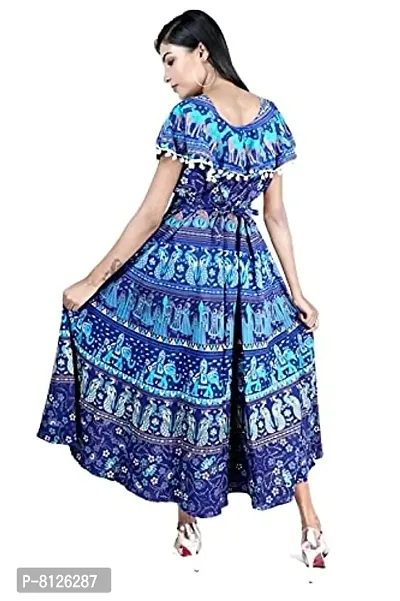 Outerwear Ayam Exports Women Attractive Design Naptol Print Pumfum Attached Frock- Length 50inch-thumb2