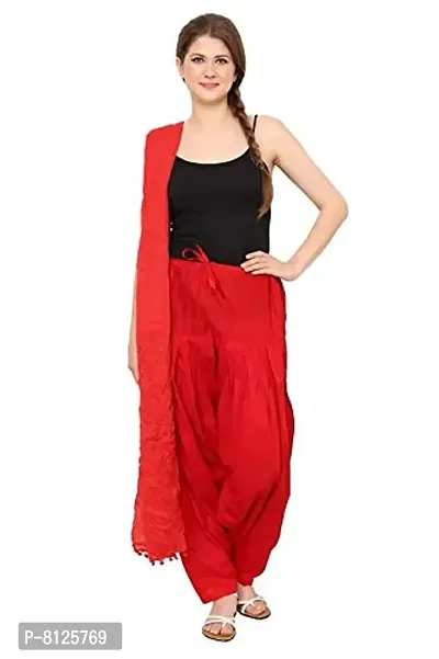 Outerwear Fashion Women's Cotton Patiala and Dupptta -Red-thumb0