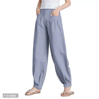 Outer Wear Women's Loose Fit Linen, Cotton Pants-thumb0