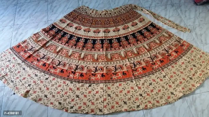 Stylish Cotton Printed Wrap Around Skirt For Women-thumb0