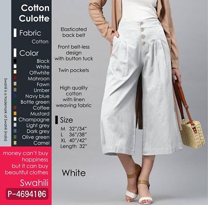 Cotton Elasticated Back Belt Pant with 2 Pockets