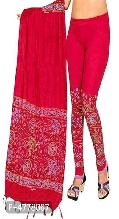 Stylish Cotton Printed Legging With Dupatta Set For Women-thumb0