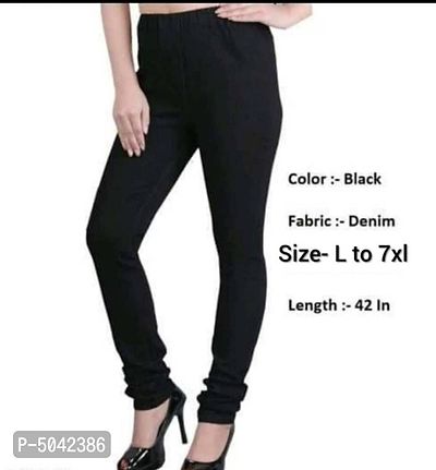 Stylish Denim Solid Black Leggings For Women