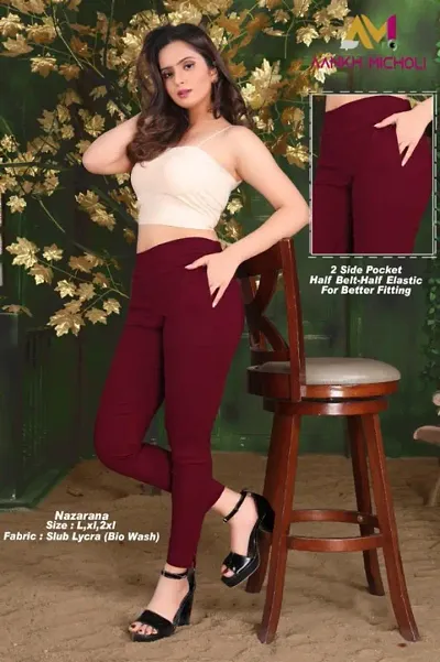 Solid Stretchable Mid Rise Trouser