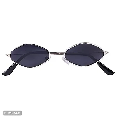 HAYDEN haiza Women Sunglasses Diamond Shape Black and silver UV protected Cat Eye Goggles Latest ( Small )-thumb2