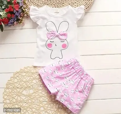 Stylish Pink Cotton Clothing Set For Girl-thumb0