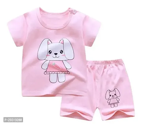 Stylish Pink Cotton Clothing Set For Girl-thumb0