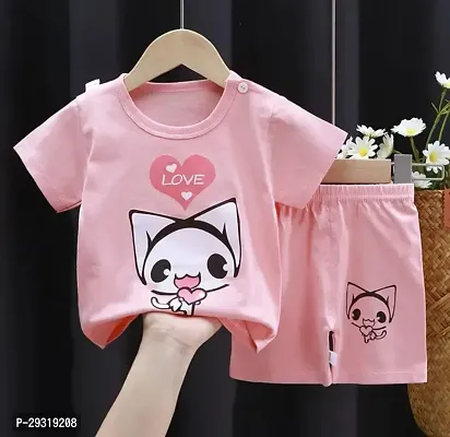 Stylish Pink Cotton Clothing Set For Girl-thumb2