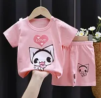 Stylish Pink Cotton Clothing Set For Girl-thumb1