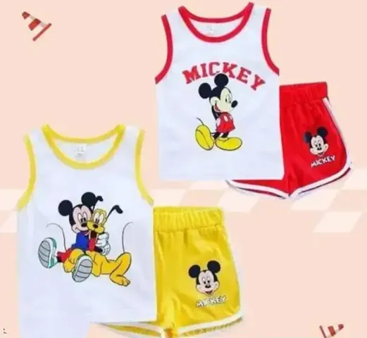 Trendy Cotton Mickey Mouse T-Shirts with Shorts Pack of 2