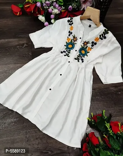 Trendy Rayon White Dress