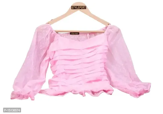 STYLE PORT Butta Pleated Crop Top_Pink_M-thumb0
