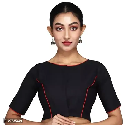 Reliable Black Cotton Solid Stitched Blouses For Women-thumb0