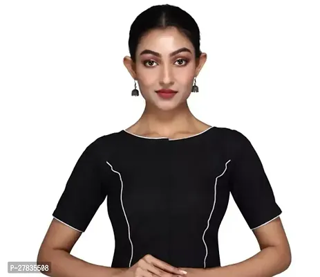 Reliable Black Cotton Solid Stitched Blouses For Women-thumb0