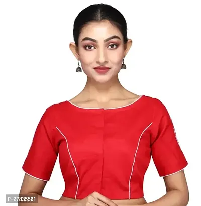 Reliable Red Cotton Solid Stitched Blouses For Women