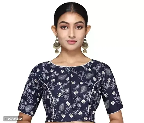 Reliable Black Cotton Printed Stitched Blouses For Women-thumb0