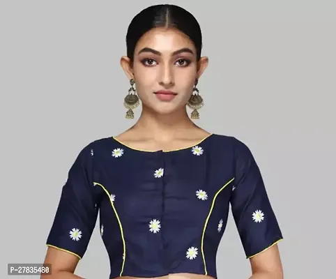 Reliable Blue Cotton Printed Stitched Blouses For Women
